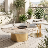 Table basse moderne de luxe contemporaine en acier inoxydable doré et noir pour hôtel et salon par Meishell