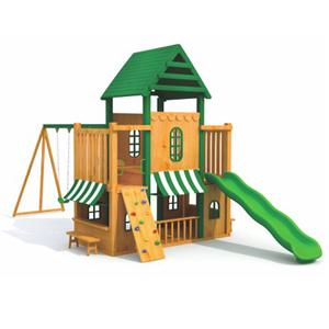 Aire de jeux <span class=keywords><strong>pour</strong></span> enfants en bois avec toboggan, mur d'escalade et balançoire <span class=keywords><strong>pour</strong></span> camping ou <span class=keywords><strong>maternelle</strong></span> - Product Image 1