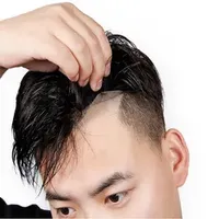 Toupet Invisible tissé à la main pour hommes Real Human Remy Hair Patch avec cheveux raides en gros avec sac en PVC Couverture de cheveux chauve