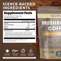 Poudre de café aux champignons : Soutient la santé immunitaire, la concentration mentale, l'énergie stable – Complément alimentaire naturel pour une boisson bien-être quotidienne