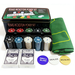 Ensemble de Blackjack avec 200 <span class=keywords><strong>jetons</strong></span> en céramique, nappe de table et boîte métallique - Product Image 1