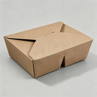 Boîte à repas à emporter RUNWELL multi-compartiments en papier kraft épaissi, empilable, jetable, pour plats à emporter, contenants alimentaires, collations