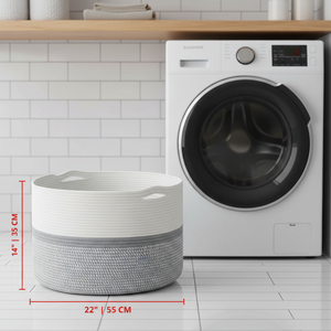 Panier de rangement en tissu de corde de coton naturel pliable multicolore, tissé à la main, pour panier à linge - Product Image 5