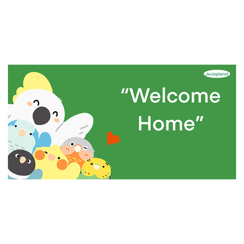 นกตัวเล็กหันหน้าไปทางขวาต้อนรับห่วงผ้าไหมทรงสี่เหลี่ยม