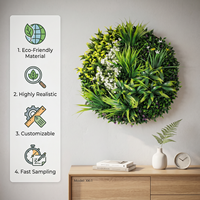 Mur végétal artificiel rond de 60 cm, cadre vertical, fausse fougère florale pour la décoration de fond de maison, salon, café, hôtel, mariage