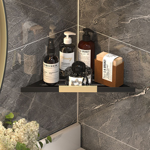 Étagère d'angle standard en acier inoxydable, triangle, 2 niveaux, pour rangement de salle de bain - Product Image 2