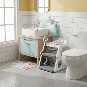 Siège d'apprentissage de la propreté pour enfants avec marchepied et échelle, <span class=keywords><strong>adaptateur</strong></span> de <span class=keywords><strong>chaise</strong></span> de toilette 3-en-1, repose-pieds antidérapant pour utilisation en salle de bain - Product Image 1