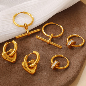 Fashion <b>Cuff</b> <b>Earrings</b> Geometric Heart Shape Zinc Alloy Stainless Steel Ear <b>Cuffs</b> Elegant Design For Daily Wear - Product Image 2