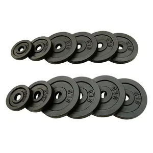 Preto cinza pintura revestida, 1 - 20 kg 1.25 - 40 lb dumbbell padrão placas de disco de peso de ferro fundido