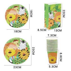 <span class=keywords><strong>Vaisselle</strong></span> <span class=keywords><strong>jetable</strong></span> Animal de la <span class=keywords><strong>jungle</strong></span> pour les fêtes d'anniversaire des enfants comprend des assiettes serviettes en tissu Graduation Noël Pâques - Product Image 4