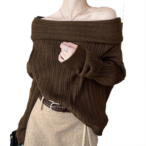 Pull décontracté à col bateau en peluche, style décontracté, polyvalent, pull pour femmes, personnalisable, haut pour femmes - Product Image 5