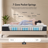 Matelas à ressorts ensachés de luxe, taille Queen, confortable, respirant, moderne, 7 zones, pour un sommeil sain et réparateur