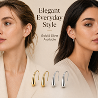 SS-E-001 Boucles d'oreilles en forme de larme en acier inoxydable 316L plaqué or PVD, logo personnalisé, fabrication professionnelle OEM ODM, style minimaliste pour femmes
