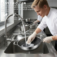 Wok double poignée en acier inoxydable 430, aluminium et acier inoxydable 304, pour restaurant et usage domestique