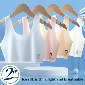 Sujetador sin costuras <span class=keywords><strong>de</strong></span> seda helada con estampado <span class=keywords><strong>de</strong></span> dibujos animados para adolescentes en <span class=keywords><strong>la</strong></span> <span class=keywords><strong>pubertad</strong></span>, transpirable y sin aros, para niñas <span class=keywords><strong>de</strong></span> 9 a 16 años - Product Image 4