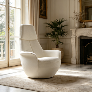 Poltrona Lounge Girevole Moderna di Lusso con <span class=keywords><strong>Schienale</strong></span> <span class=keywords><strong>Alto</strong></span>, Design Curvo Avvolgente e Tessuto Morbido - Product Image 2