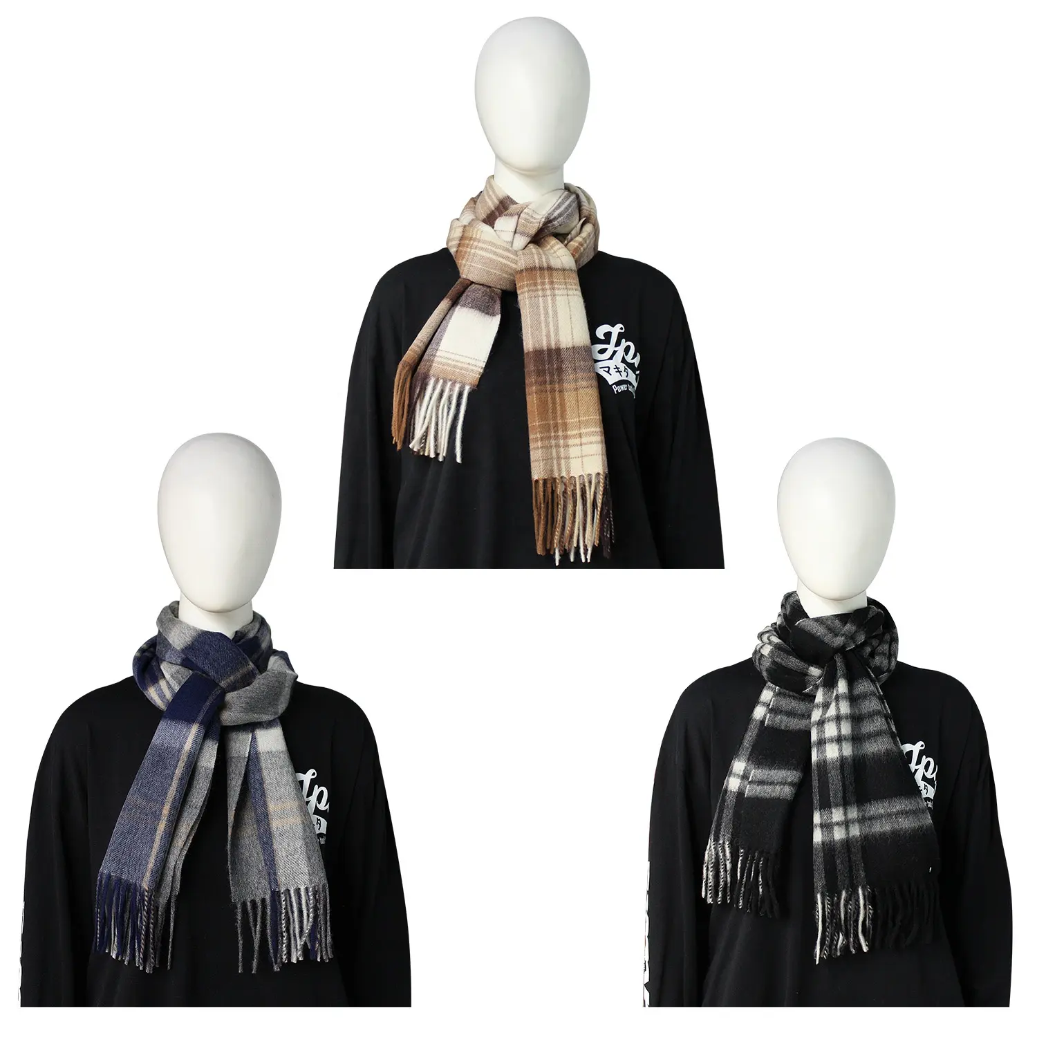 Fashion Plaid Warm Pashmina Imitation Woll hals schals Fransen Winters chal Winter Frauen Stilvoller Kaschmirs chal