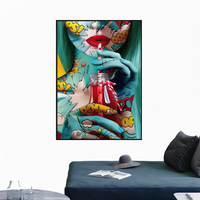 Seni Dinding Kanvas Art Deco Graffiti Street Art Wanita Seksi Gadis Sedang Minum Poster Seni Dinding Dekorasi Rumah Modern