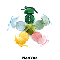 Boîte à bagues ronde de luxe en velours avec nœud papillon pour mariage, fiançailles, demande en mariage, emballage de bijoux, boîte de rangement personnalisée avec logo