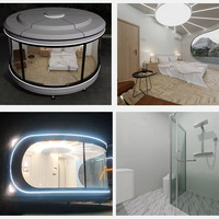 Mini-cabine préfabriquée mobile, capsule spatiale, mini-maison conteneur ronde en verre préfabriquée