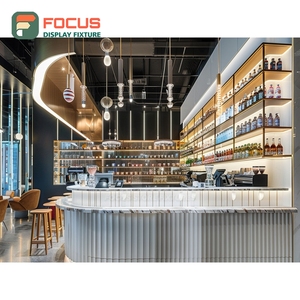 Mostrador de Servicio de Café Contemporáneo con Estante para Condimentos y Panel Blanco para Caja Registradora - Product Image 5