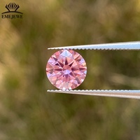 EMEJEWE Laborgezüchteter Brillantschliff Rosa Saphir Edelstein mit Drittanbieter-Prüfung AGL Bericht Farbspiel/Feuer Silberschmuck