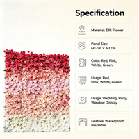 Mur de fleurs artificielles 3D en roses rouges pour décoration de mariage en extérieur, fond de scène d'hôtel