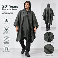 Poncho de Pluie Olive Foncé pour Adultes – Cape Minimaliste à Capuche avec Fermeture Éclair Courte et Ourlet Pointu – Équipement Anti-Pluie pour Voyage, Randonnée, Camping