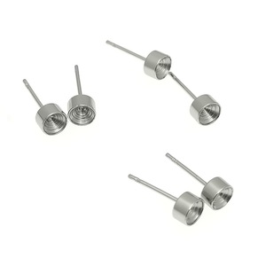 Postes para pendientes de acero inoxidable con anillas colgantes para la fabricación de pendientes, forma redonda, acabado liso, 2-10 mm, accesorios para joyería con diamantes de imitación - Product Image 3