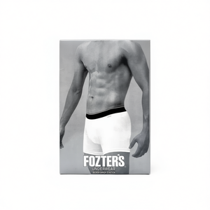 Fozters – Lot de 10 boxers mi-hauts pour homme, 100 % coton tissé respirant, design uni avec ceinture à logo, taille adulte, blanc uni - Product Image 1