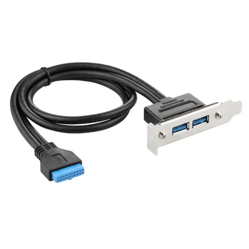 50cm Blue Black Header 20pin to Dual USB 3.0 A Female Adapter Panel Mount motherboard Cable