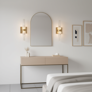 Applique murale contemporaine en fer plaqué or 17 pouces avec cristaux, éclairage LED pour salle de bain, chambre à coucher, luminaire d'intérieur - Product Image 2
