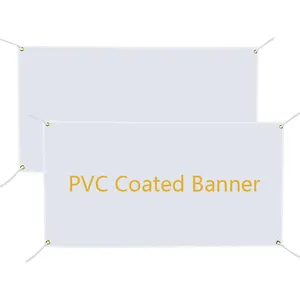 2024 nuevo producto de alta calidad 2x4 poliéster Oxford en blanco DIY sublimación vinilo PVC recubierto Banner carteles blancos con cuerdas colgantes