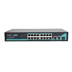 Wanglink 19 Port Passive PoE Switch with 16 Port 100Mbps PoE+2 1000Mbps Uplink+1 SFP 12V 200W Built-in Power Supply