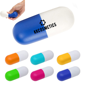 Custom Pill Capsule Stress Reliever Ball with Logo Personalized Chill Soft PU Foam Promotional Gift Effective Anxiety Relief