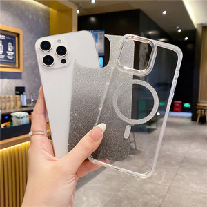 <span class=keywords><strong>Funda</strong></span> Acrílica Transparente con Gradiente <span class=keywords><strong>para</strong></span> iPhone 15 14 13 12 11 Pro Max, Carcasa Magnética <span class=keywords><strong>para</strong></span> Móvil a Prueba de Golpes con Borde Brillante - Product Image 3