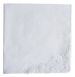 Panuelo Wanita dari Katun 100% Putih, Dihiasi Renda Rajut, Bordir, Sapu Tangan Wanita - Product Image 4