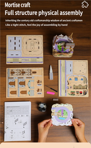 Boîte à musique en bois romantique de Paris avec puzzle 3D DIY à assembler, décor de collection, jouet éducatif, cadeau. - Product Image 5