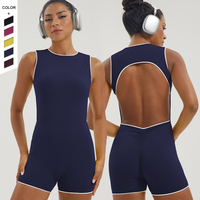 Kable المرأة تنفس ارتداءها الرياضية وجمبسوت تصميم عارية الظهر مع وسادة الصدر بلا أكمام أعلى وشورت اليوغا تشغيل اللياقة البدنية