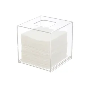थोक कस्टम मुद्रित ऊतक बॉक्स पारदर्शी स्पष्ट कवर वर्ग टॉयलेट पेपर एक्रिलिक ऊतक बॉक्स