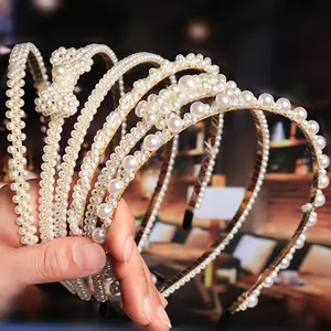 时尚珠子女性头发饰品简约风格珍珠头箍新娘伴娘发带
