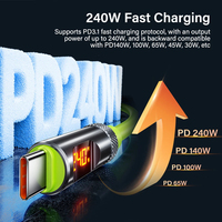 Câble de charge rapide USB C vers USB C 240W, flexible en silicone, avec affichage numérique, compatible iPhone, iPad, Galaxy, Xiaomi
