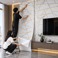 Papier peint auto-adhésif géométrique en marbre blanc or 1 mm, 1,2x3 m, feuilles IXPE pour murs décoratifs de chambres d'hôtel