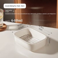Plats à gratin en céramique pour four avec grilles en acier inoxydable 304, 3 tailles, compatibles avec les fours à micro-ondes