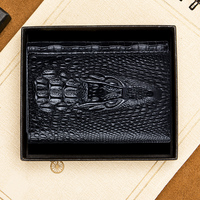 THUMBS-UP dompet kulit buaya antik, dompet koin lipat tiga pola buaya klasik kulit kuda gila horisontal Multi Slot kartu
