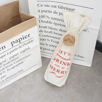 Sac fourre-tout pour bouteille de vin unique, couleur beige, en toile, avec poignée en corde, recyclable, promotion d'usine d'emballage