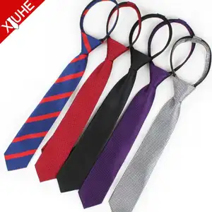 Classic Design Tie Mens Solld Color Striped Necktie Custom Woven Polyester Zip Ties
