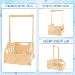 Wooden Car Shaped Baby <b>Clothes</b> <b>Rack</b> With Storage For 0-12 Months Solid Wood Desktop Organizer For Kids Toy And Clothing - Product Image 2