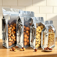 Sachet Doypack à huit soudures latérales, imprimé sur mesure, avec fenêtre en feuille d'aluminium et fermeture éclair, pour l'emballage de noix, de snacks et de chips