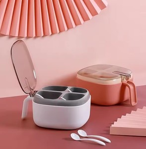 Caja de Condimentos Transparente Multifuncional con Cuatro Compartimentos Integrados, Recipiente Desmontable para Almacenamiento de Condimentos, a Prueba de Polvo, Utensilios de Cocina - Product Image 2